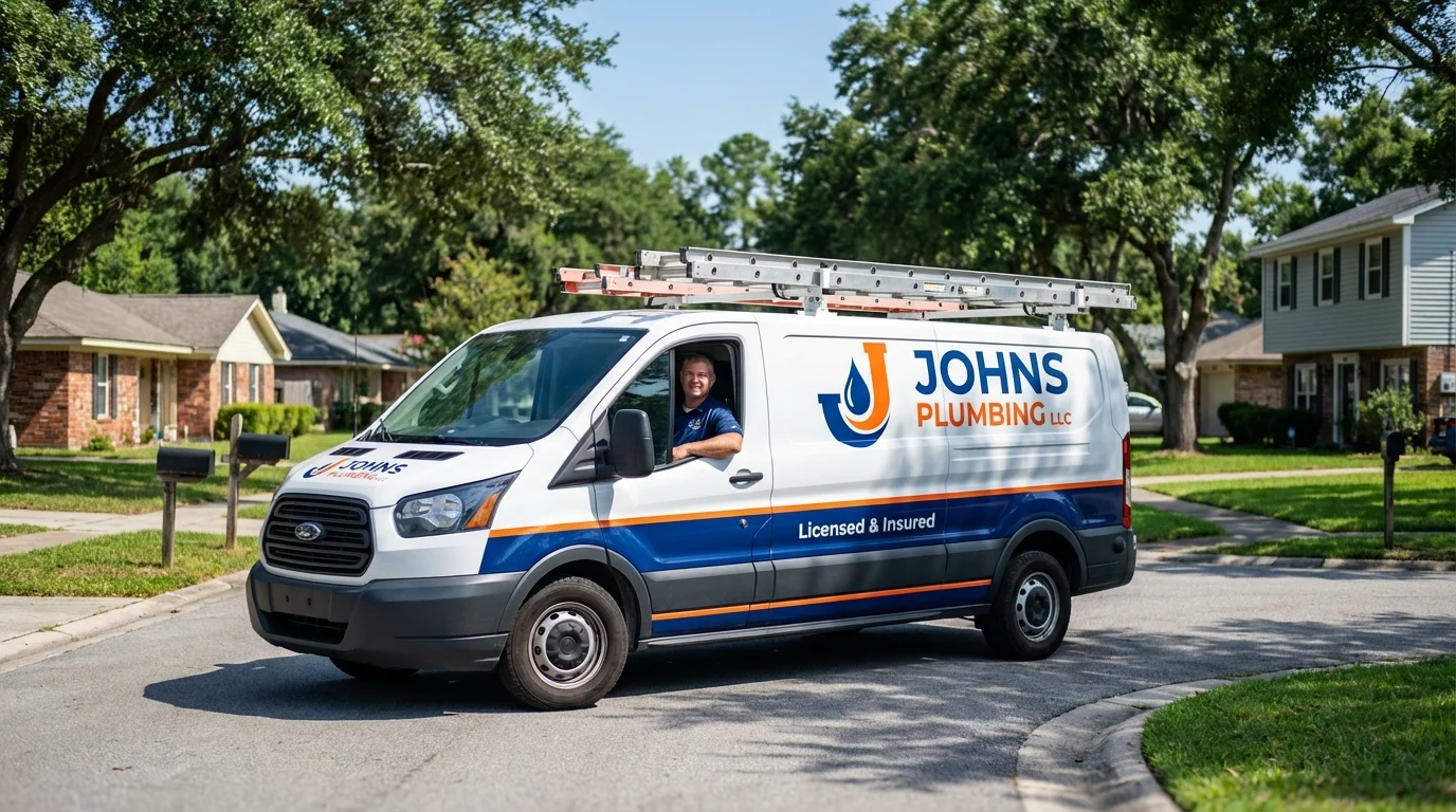 Johns Plumbing LLC service van in Goldthwaite, TX