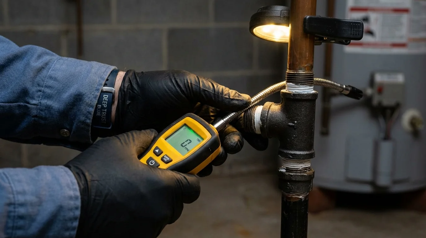 Gas leak detection with electronic sniffer by Johns Plumbing LLC in Goldthwaite